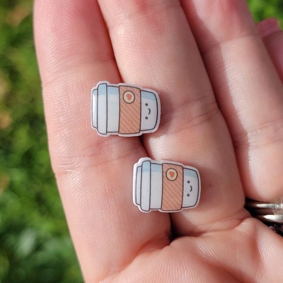 Kawaii Coffee To Go Stud Earrings - Picture 5 of 5